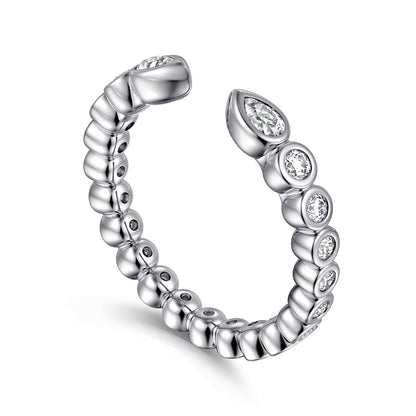 14K White Gold Bezel Set Pear and Round Open Diamond Eternity Band — Gabriel & Co. AN16810-6W44JJ