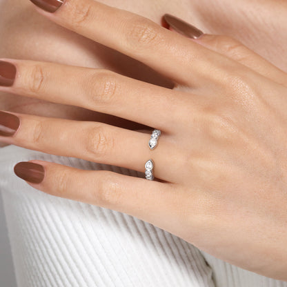 14K White Gold Bezel Set Pear and Round Open Diamond Eternity Band — Gabriel & Co. AN16810-6W44JJ