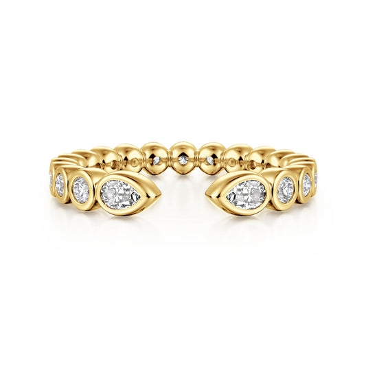 14K Yellow Gold Bezel Set Pear and Round Open Diamond Eternity Band — Gabriel & Co. AN16810-6Y44JJ