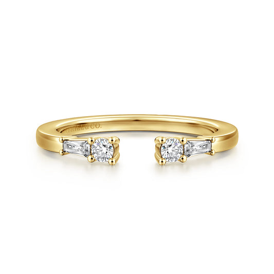 14K Yellow Gold Baguette and Round Open Diamond Anniversary Band — Gabriel & Co. AN16811Y44JJ