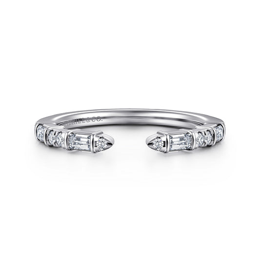 14K White Gold Bar Set baguette and U Setting Round Diamond Open Anniversary Band — Gabriel & Co. AN16812W44JJ
