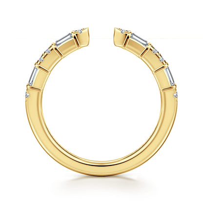 14K Yellow Gold Bar Set baguette and U Setting Round Diamond Open Anniversary Band — Gabriel & Co. AN16812Y44JJ