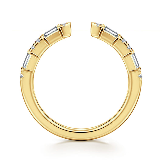 14K Yellow Gold Bar Set baguette and U Setting Round Diamond Open Anniversary Band — Gabriel & Co. AN16812Y44JJ