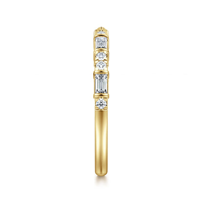 14K Yellow Gold Bar Set baguette and U Setting Round Diamond Open Anniversary Band — Gabriel & Co. AN16812Y44JJ