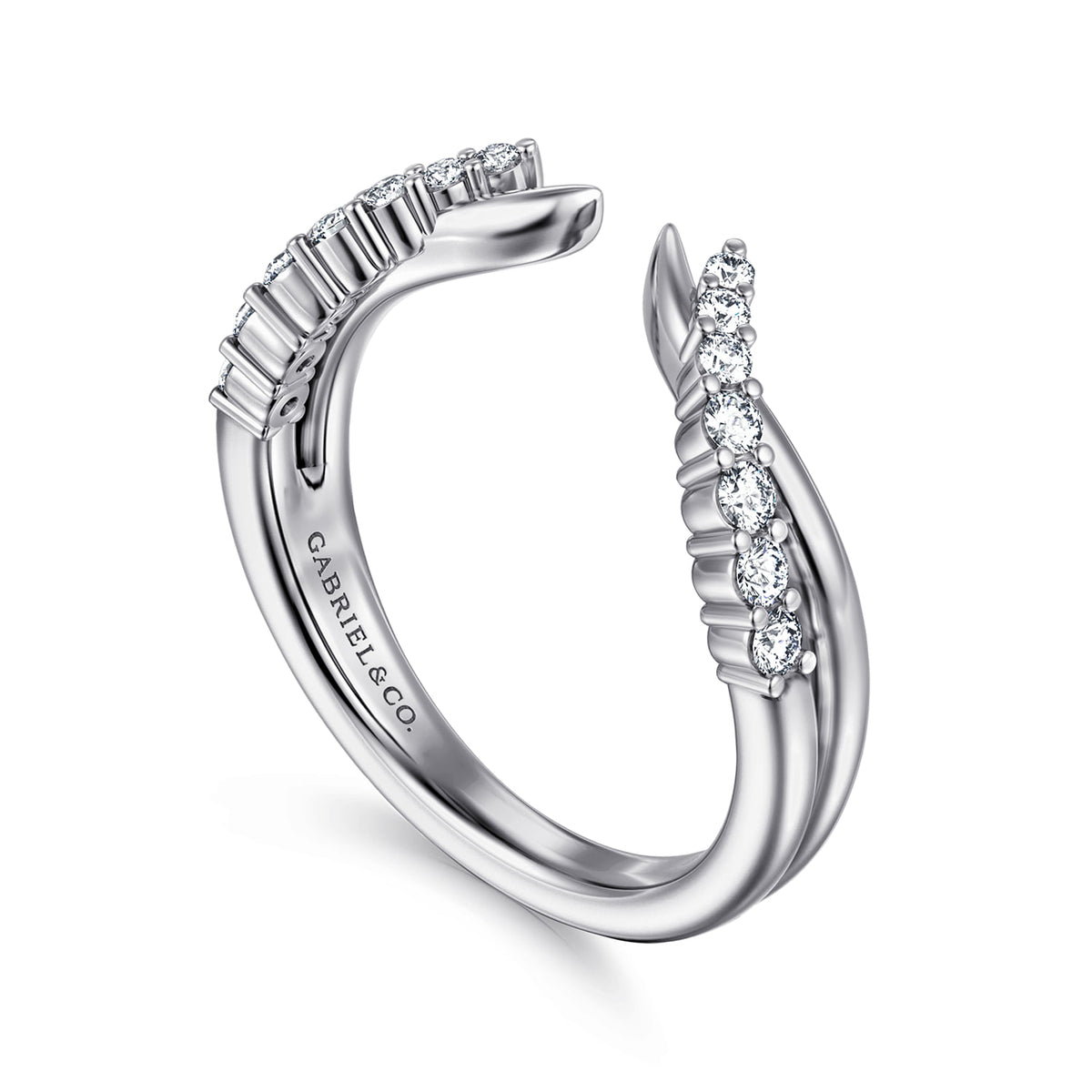 Curved 14K White Gold Diamond Open Anniversary Band — Gabriel & Co. AN16817W44JJ