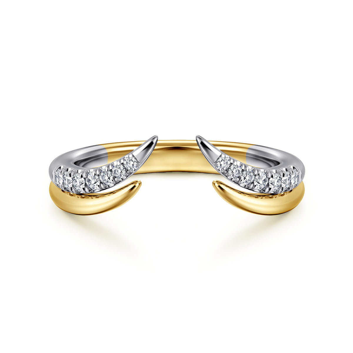 Curved 14K White-Yellow Gold U Setting Diamond Open Anniversary Band — Gabriel & Co. AN16818M44JJ