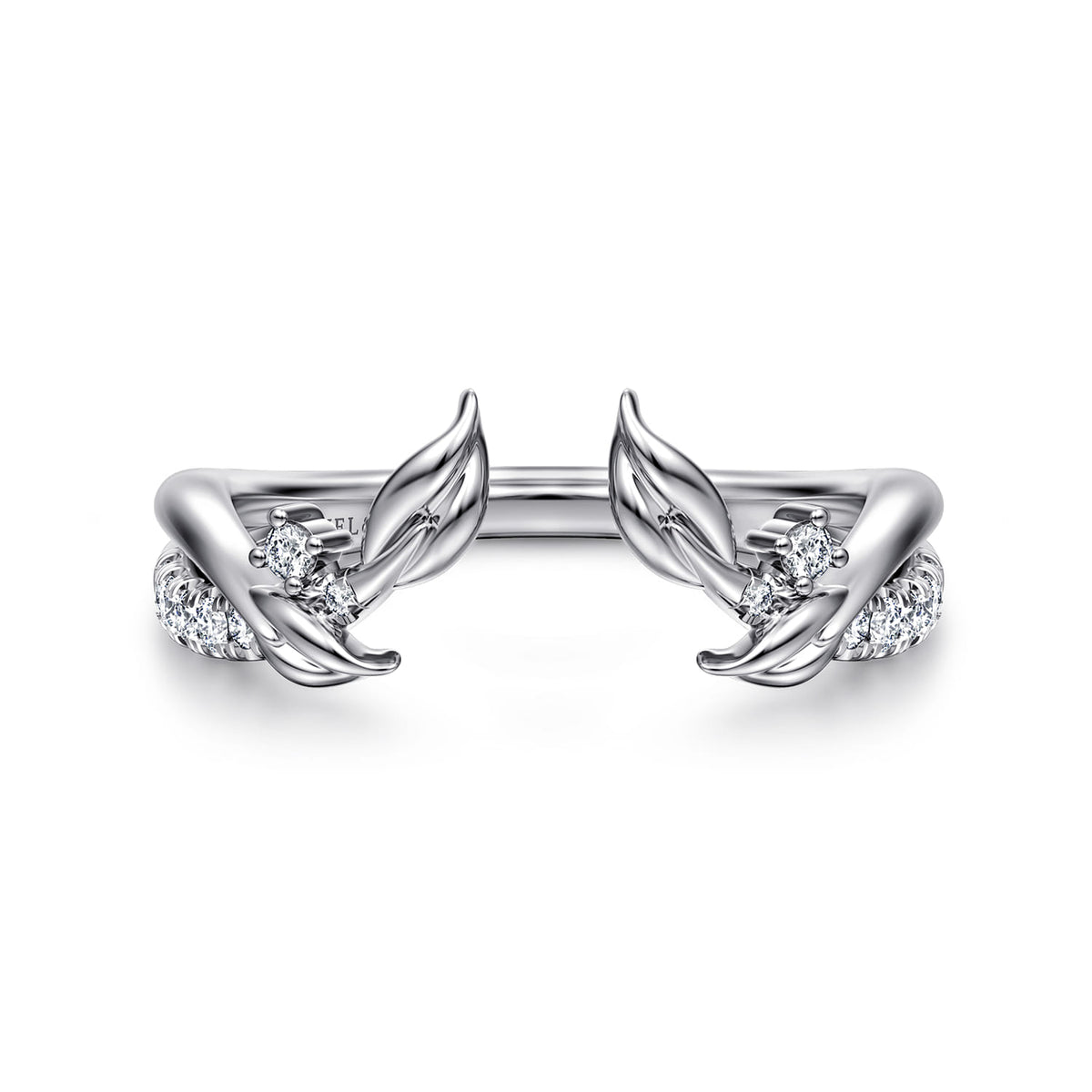 14K White Gold Curved Floral Open Diamond Ring — Gabriel & Co. AN16820W44JJ