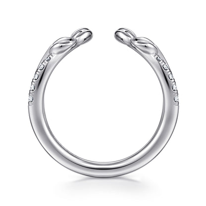 14K White Gold Curved Floral Open Diamond Ring — Gabriel & Co. AN16820W44JJ