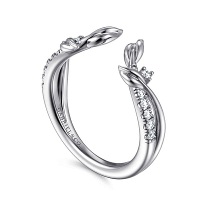 14K White Gold Curved Floral Open Diamond Ring — Gabriel & Co. AN16820W44JJ