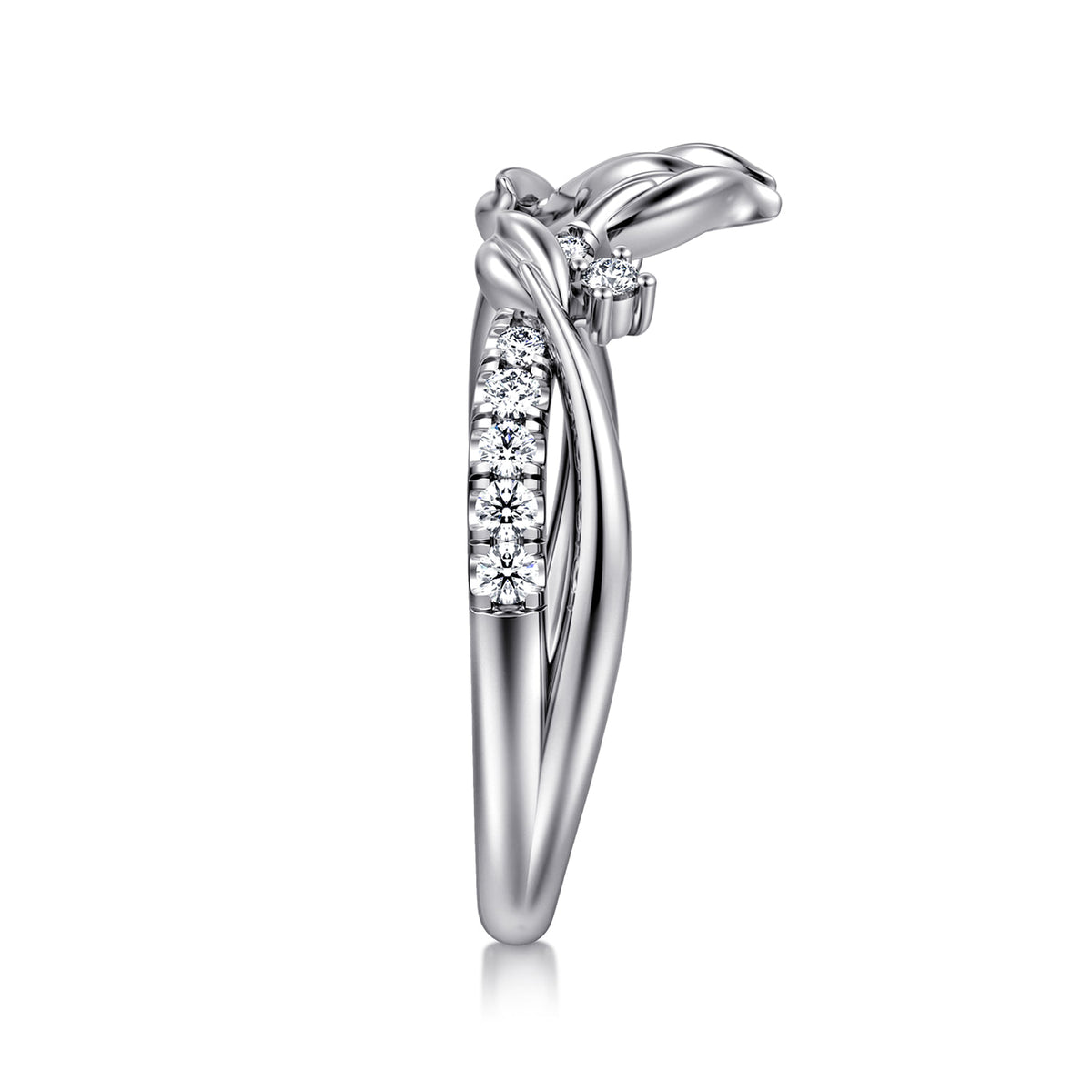 14K White Gold Curved Floral Open Diamond Ring — Gabriel & Co. AN16820W44JJ
