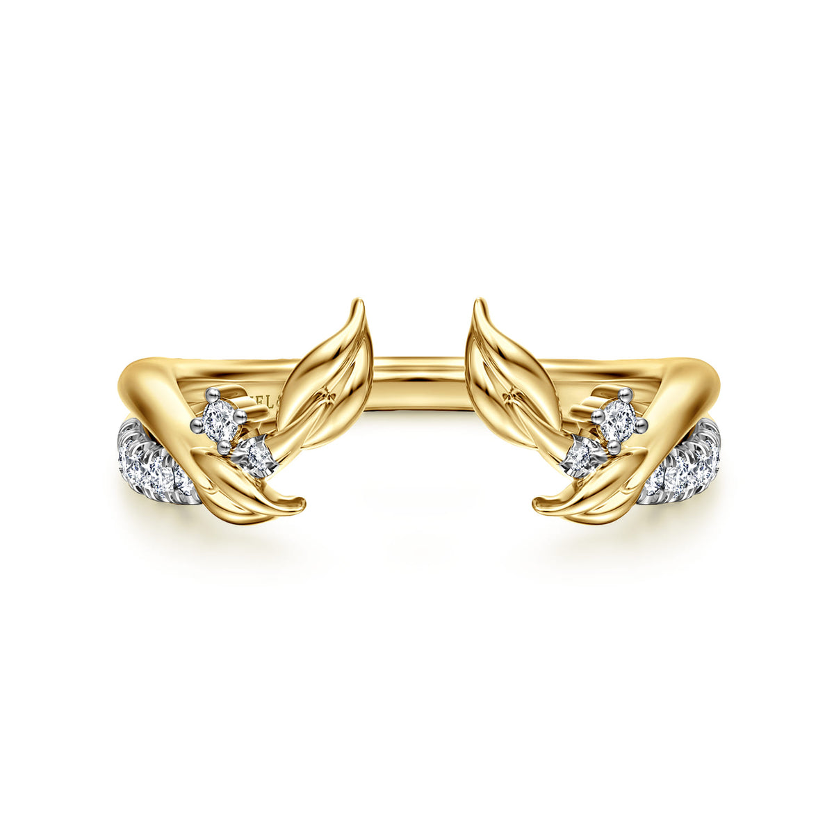 14K Yellow Gold Curved Floral Open Diamond Ring — Gabriel & Co. AN16820Y44JJ