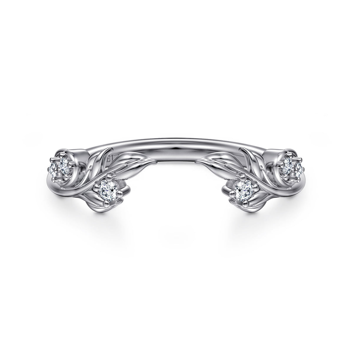 Floral 14K White Gold Prong Setting Diamond Open Anniversary Band — Gabriel & Co. AN16821W44JJ