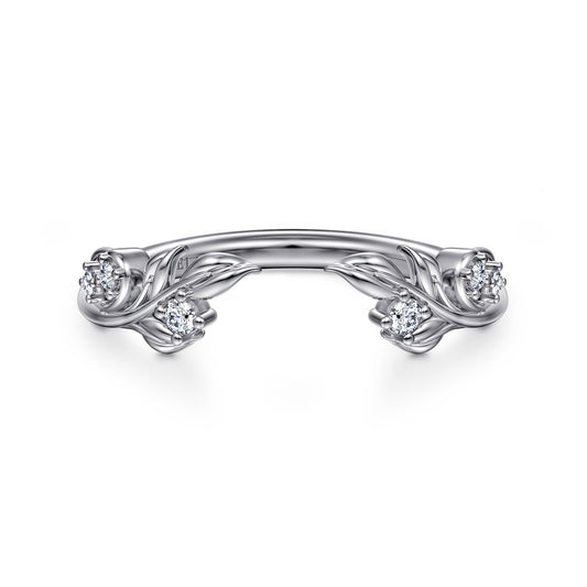 Floral 14K White Gold Prong Setting Diamond Open Anniversary Band — Gabriel & Co. AN16821W44JJ