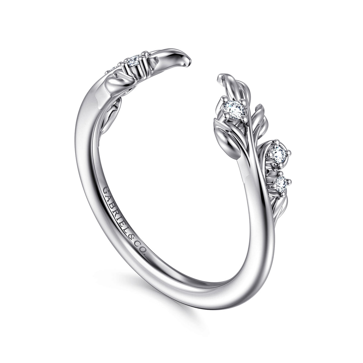 Floral 14K White Gold Prong Setting Diamond Open Anniversary Band — Gabriel & Co. AN16821W44JJ