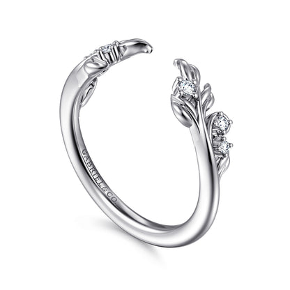 Floral 14K White Gold Prong Setting Diamond Open Anniversary Band — Gabriel & Co. AN16821W44JJ