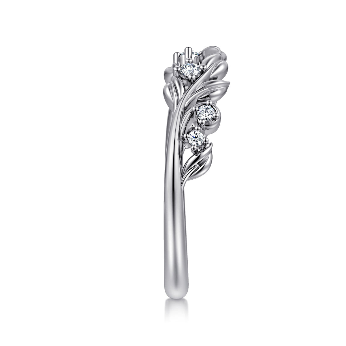 Floral 14K White Gold Prong Setting Diamond Open Anniversary Band — Gabriel & Co. AN16821W44JJ