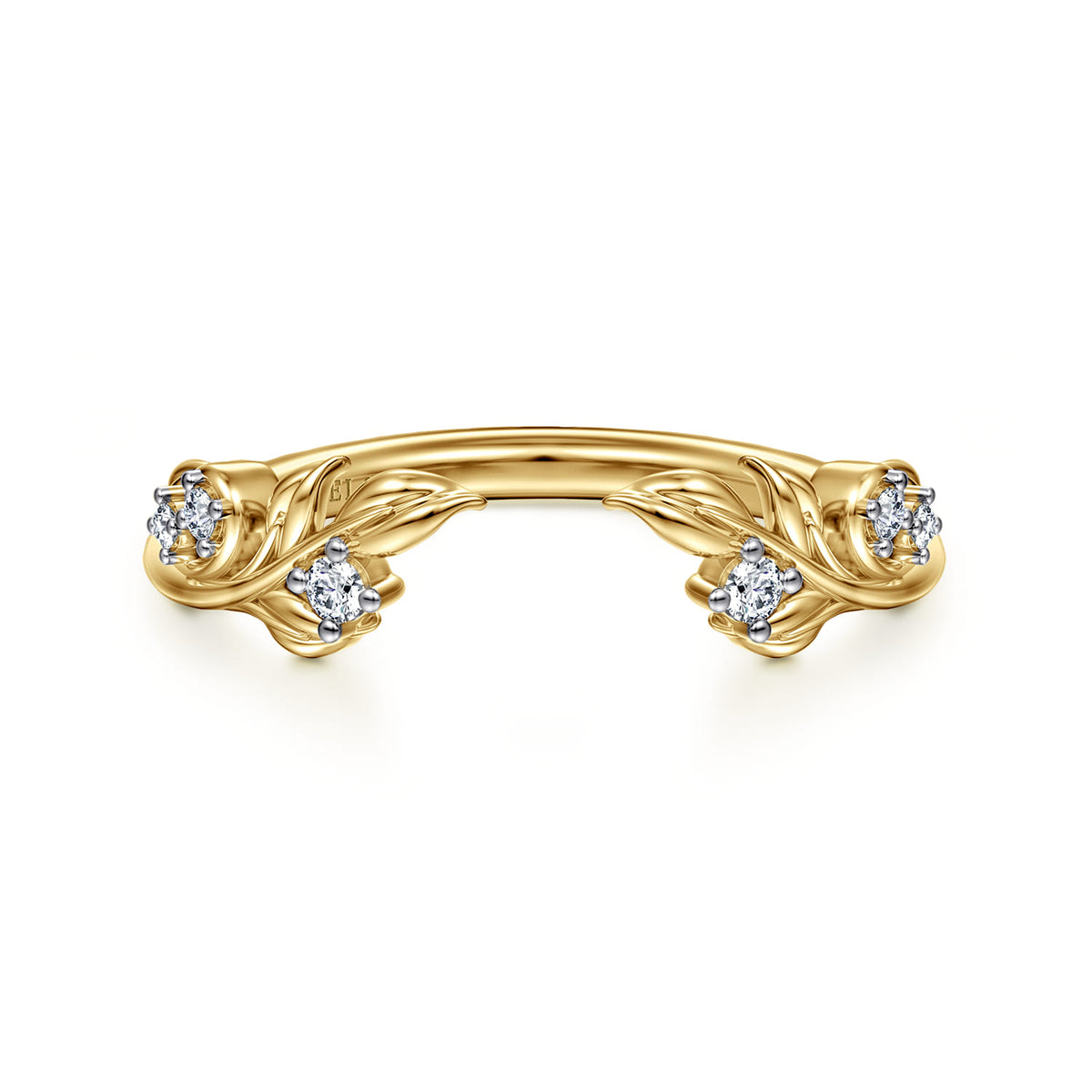 Floral 14K Yellow Gold Prong Setting Diamond Open Anniversary Band — Gabriel & Co. AN16821Y44JJ