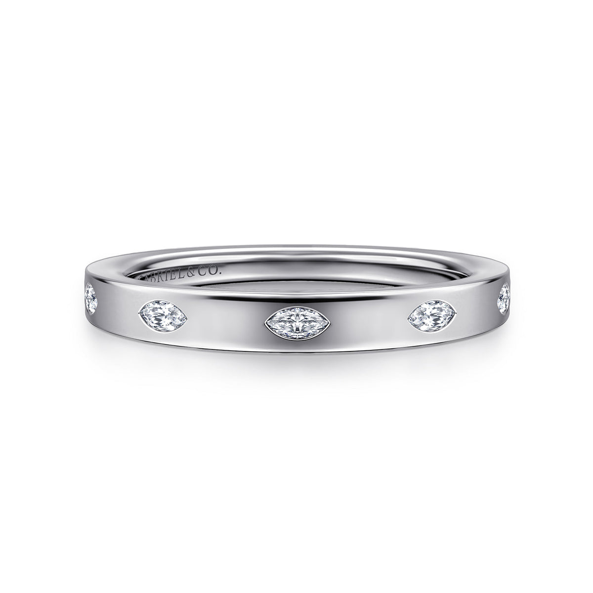 14K White Gold 5 Stone Flush Set Marquise Diamond Cigar Band — Gabriel & Co. AN16853W43JJ