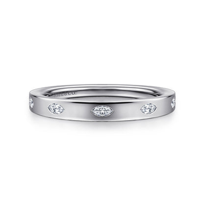 14K White Gold 5 Stone Flush Set Marquise Diamond Cigar Band — Gabriel & Co. AN16853W43JJ