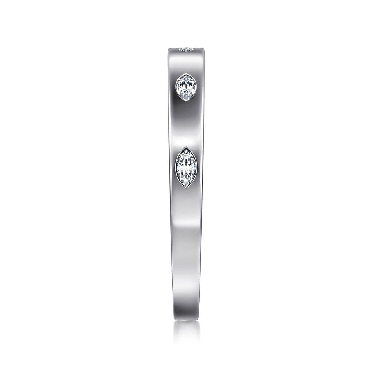 14K White Gold 5 Stone Flush Set Marquise Diamond Cigar Band — Gabriel & Co. AN16853W43JJ