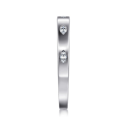 14K White Gold 5 Stone Flush Set Marquise Diamond Cigar Band — Gabriel & Co. AN16853W43JJ