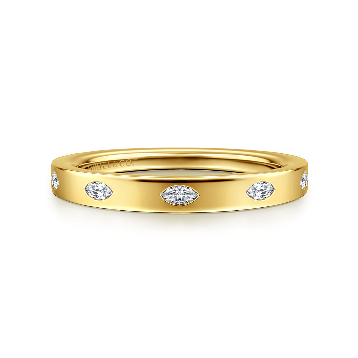 14K Yellow Gold 5 Stone Flush Set Marquise Diamond Cigar Band — Gabriel & Co. AN16853Y43JJ