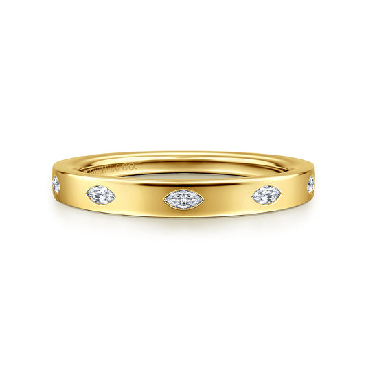14K Yellow Gold 5 Stone Flush Set Marquise Diamond Cigar Band — Gabriel & Co. AN16853Y43JJ