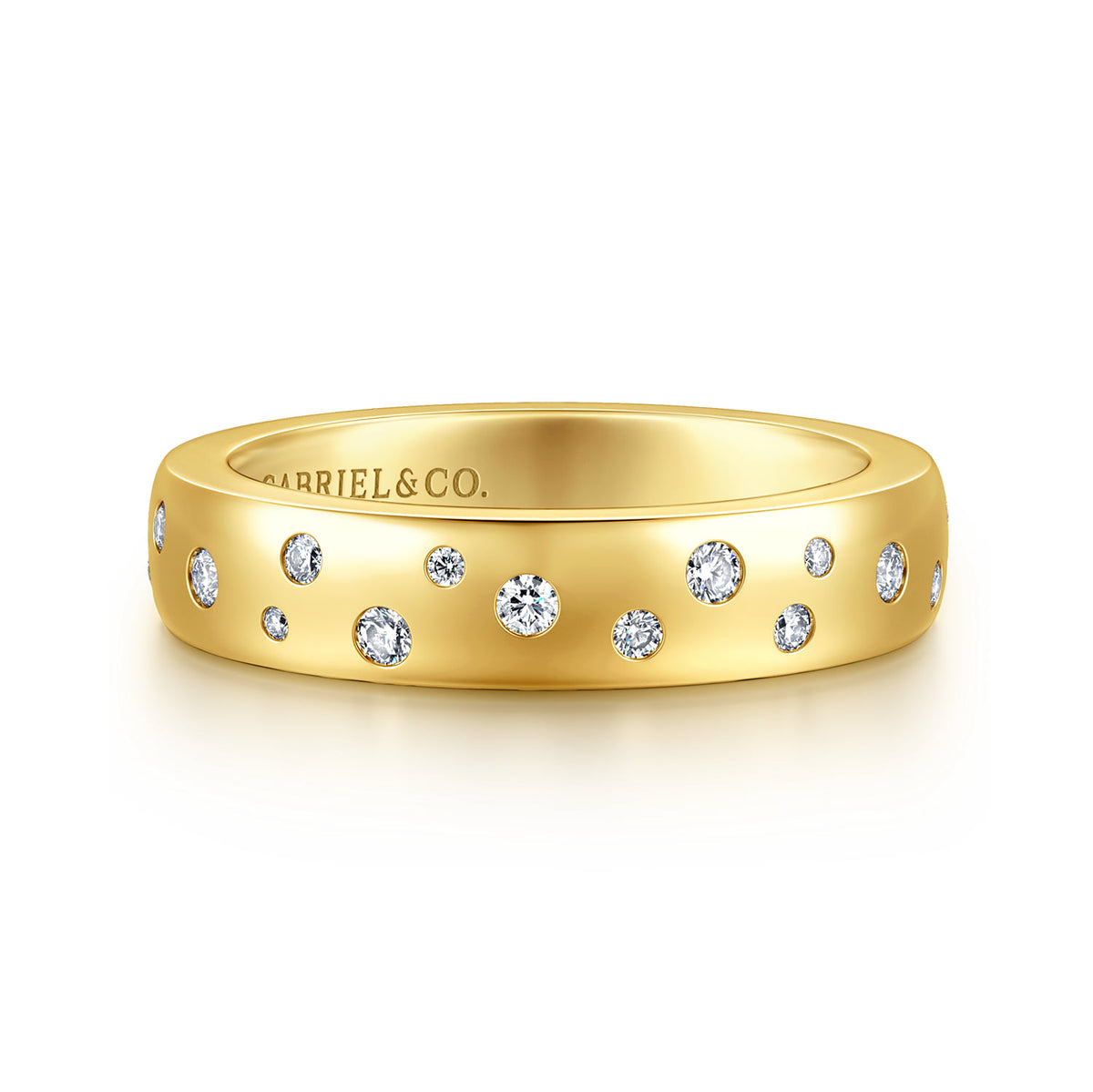 14K Yellow Gold Flush Set Cluster Diamond Cigar Band — Gabriel & Co. AN16876Y44JJ