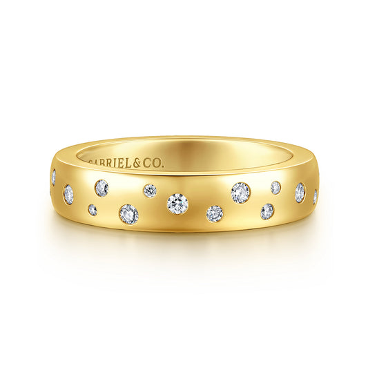 14K Yellow Gold Flush Set Cluster Diamond Cigar Band — Gabriel & Co. AN16876Y44JJ