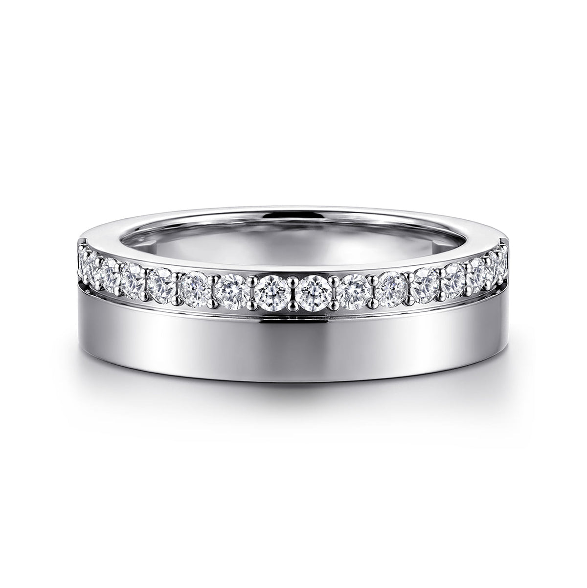 14K White Gold 5mm Diamond Anniversary Cigar Band — Gabriel & Co. AN16878W44JJ