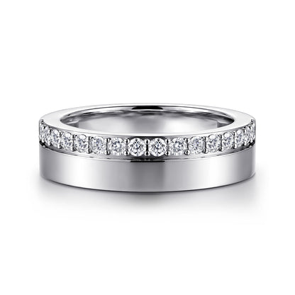 14K White Gold 5mm Diamond Anniversary Cigar Band — Gabriel & Co. AN16878W44JJ