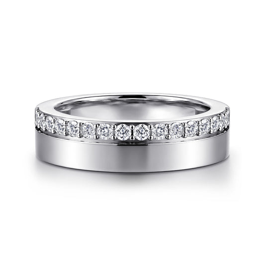 14K White Gold 5mm Diamond Anniversary Cigar Band — Gabriel & Co. AN16878W44JJ