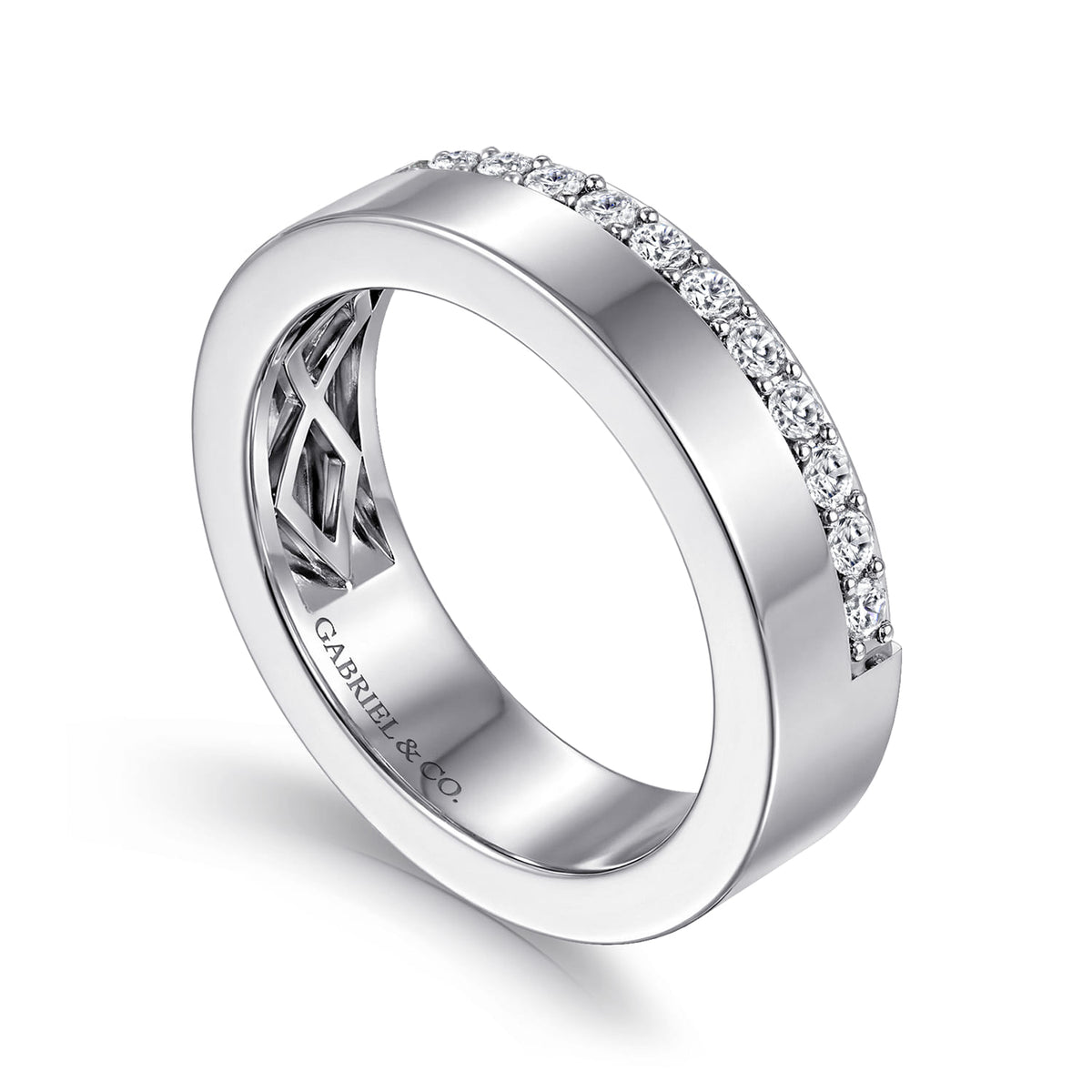 14K White Gold 5mm Diamond Anniversary Cigar Band — Gabriel & Co. AN16878W44JJ