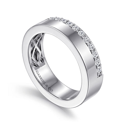 14K White Gold 5mm Diamond Anniversary Cigar Band — Gabriel & Co. AN16878W44JJ