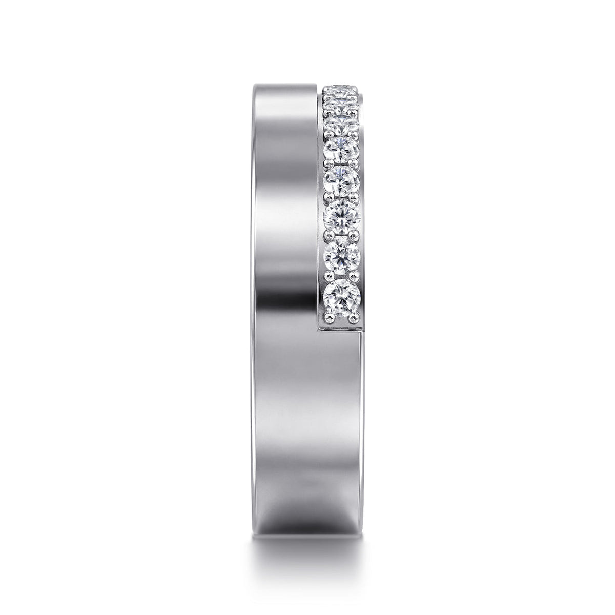 14K White Gold 5mm Diamond Anniversary Cigar Band — Gabriel & Co. AN16878W44JJ