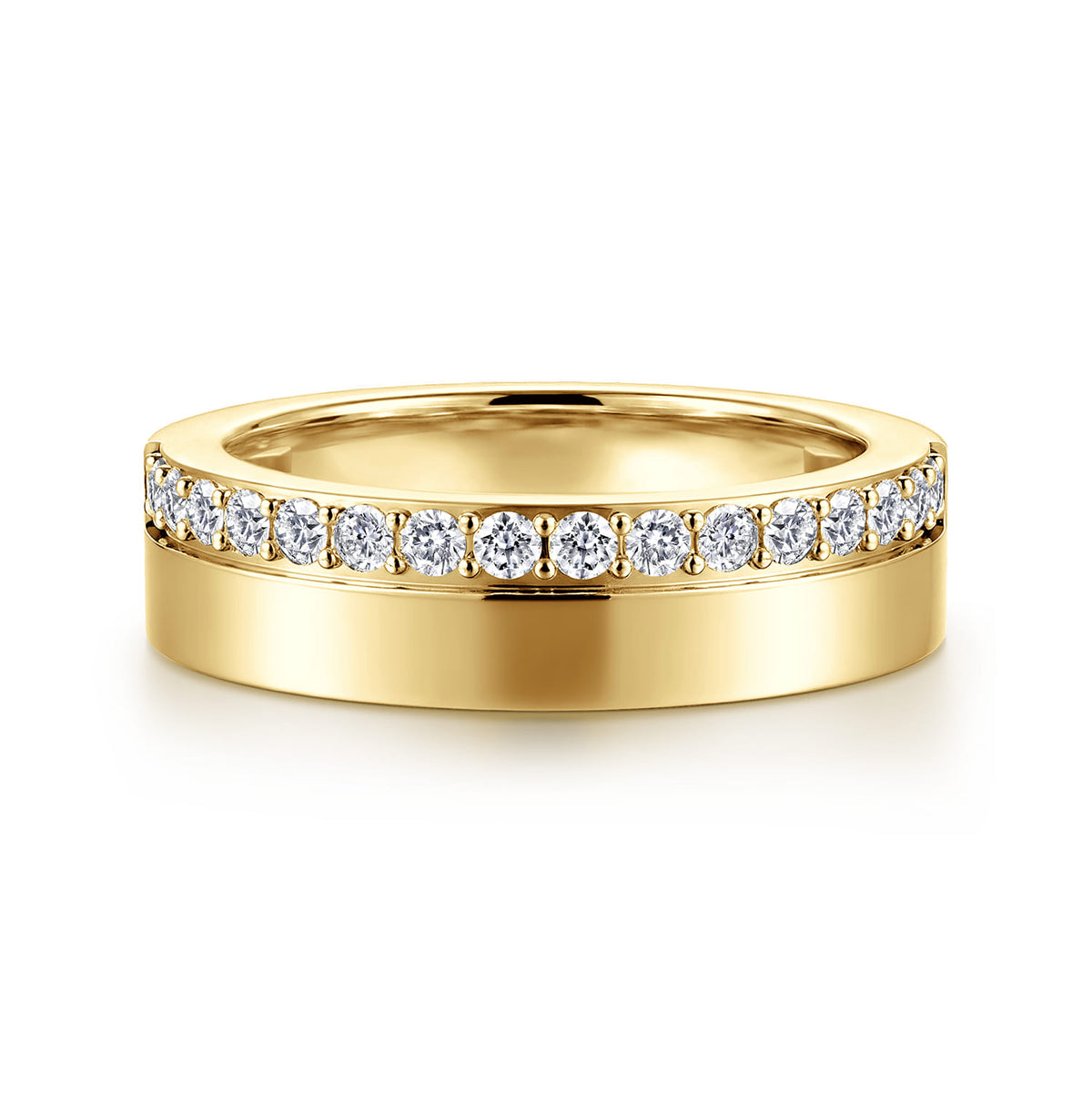 14K Yellow Gold 5mm Diamond Anniversary Cigar Band — Gabriel & Co. AN16878Y44JJ