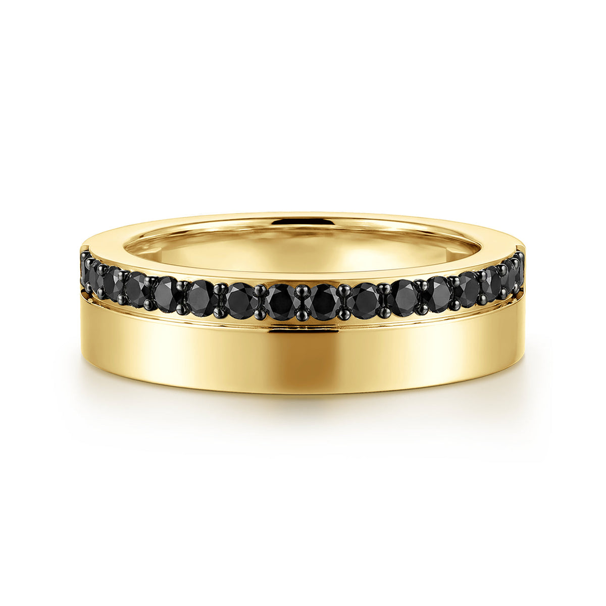 14K Yellow Gold 5mm Black Diamond Anniversary Cigar Band - 0.35 ct — Gabriel & Co. AN16878Y4JBD