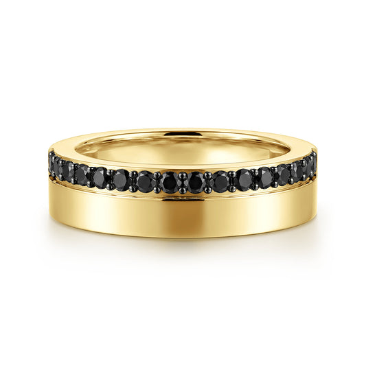 14K Yellow Gold 5mm Black Diamond Anniversary Cigar Band - 0.35 ct — Gabriel & Co. AN16878Y4JBD
