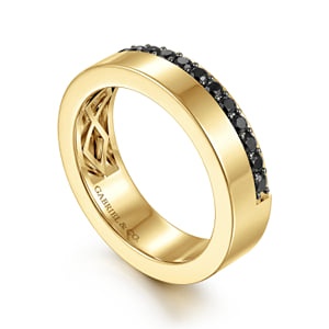 14K Yellow Gold 5mm Black Diamond Anniversary Cigar Band - 0.35 ct — Gabriel & Co. AN16878Y4JBD