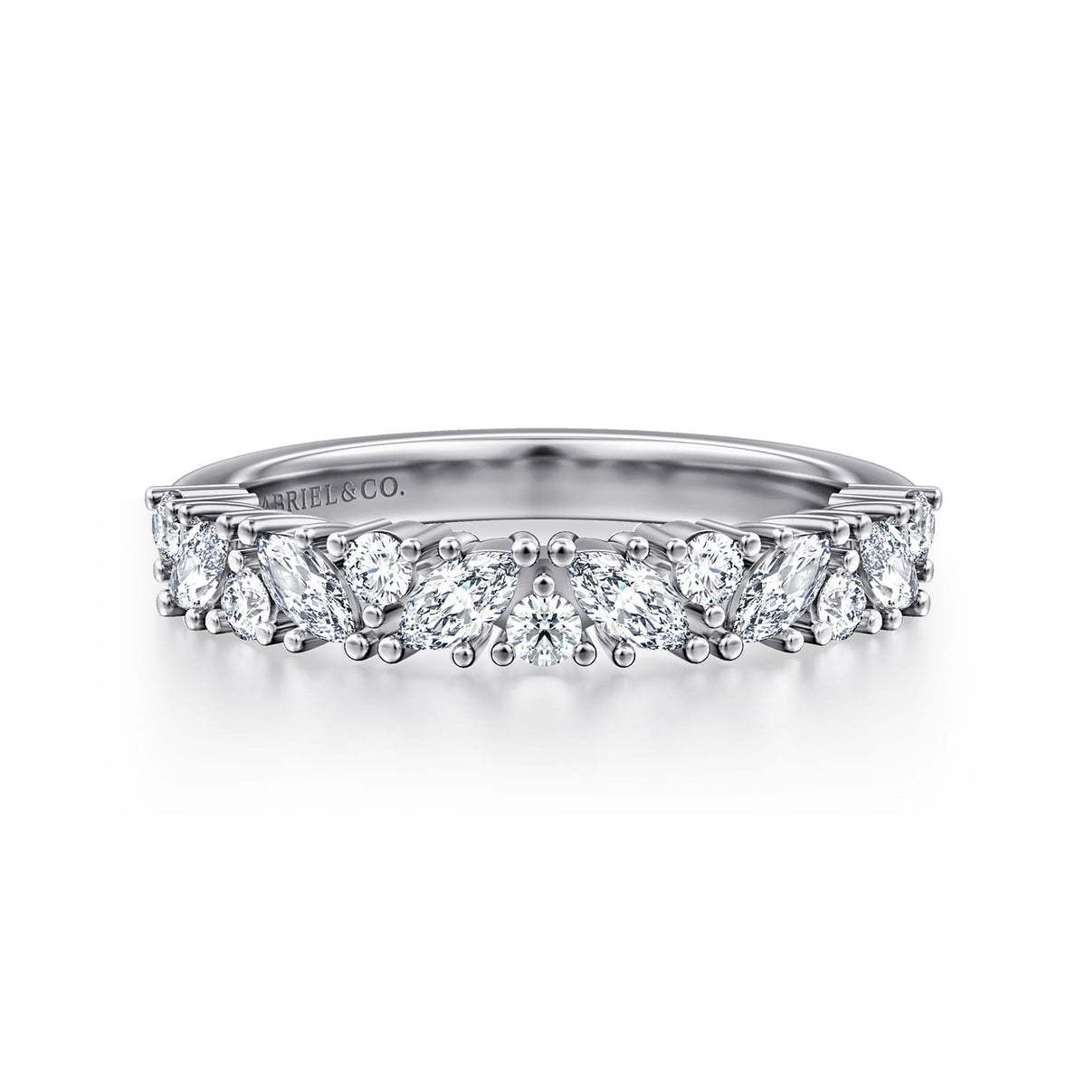 14K White Gold Prong Marquise and Round Diamond Anniversary Band — Gabriel & Co. AN16879W44JJ