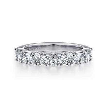 14K White Gold Prong Marquise and Round Diamond Anniversary Band — Gabriel & Co. AN16879W44JJ