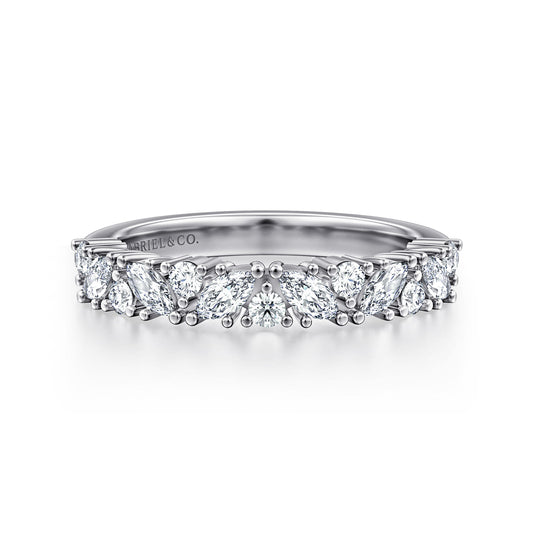 14K White Gold Prong Marquise and Round Diamond Anniversary Band — Gabriel & Co. AN16879W44JJ