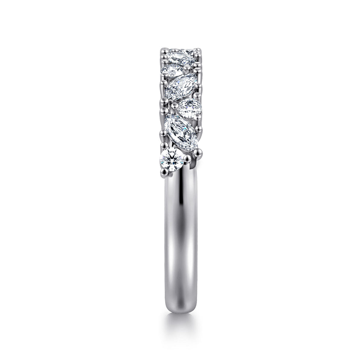 14K White Gold Prong Marquise and Round Diamond Anniversary Band — Gabriel & Co. AN16879W44JJ