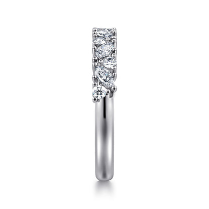 14K White Gold Prong Marquise and Round Diamond Anniversary Band — Gabriel & Co. AN16879W44JJ
