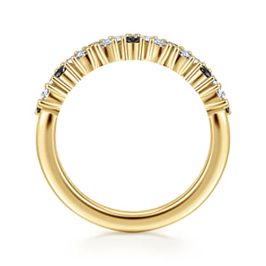 14K Yellow Gold Prong Round Black Diamond and Marquise Diamond Anniversary Band - 0.60 ct — Gabriel & Co. AN16879Y43BD