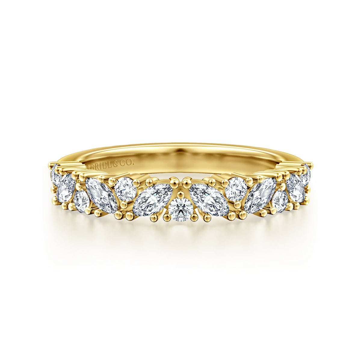 14K Yellow Gold Prong Marquise and Round Diamond Anniversary Band — Gabriel & Co. AN16879Y44JJ