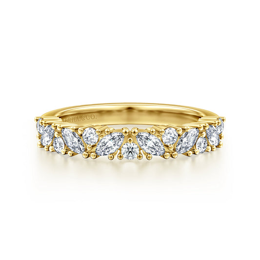 14K Yellow Gold Prong Marquise and Round Diamond Anniversary Band — Gabriel & Co. AN16879Y44JJ