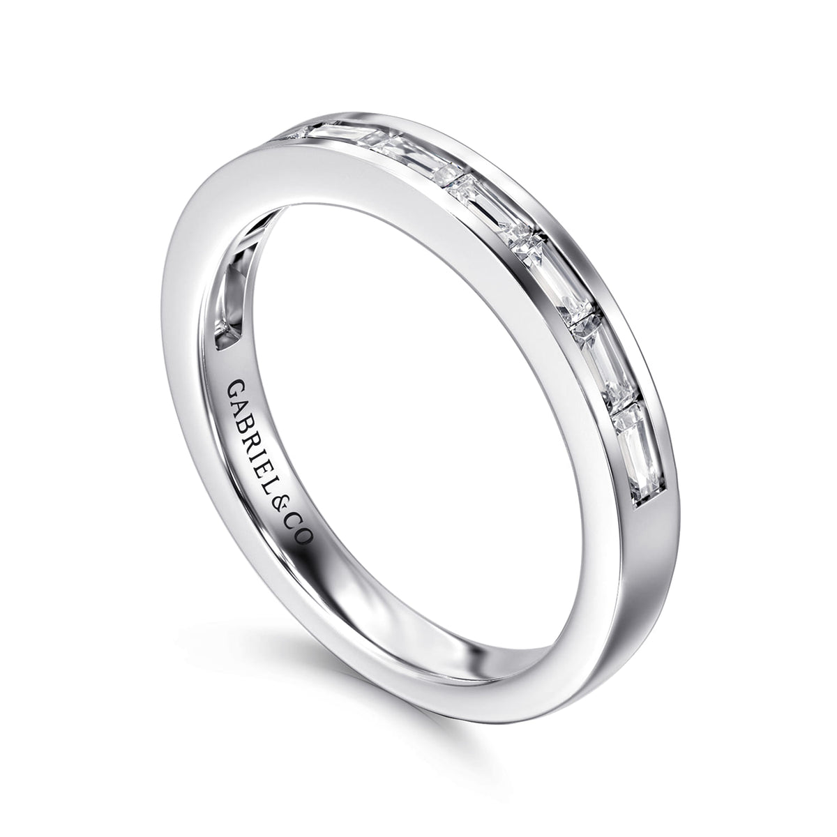 14K White Gold Channel Set Baguette Diamond Anniversary Band — Gabriel & Co. AN16886W43JJ