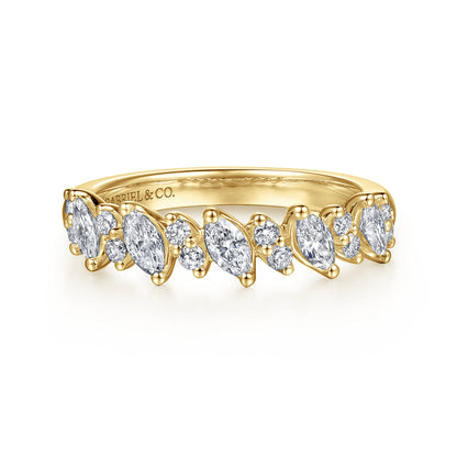 14K Yellow Gold Prong Set Marquise and Round Diamond Anniversary Band — Gabriel & Co. AN16919Y44JJ