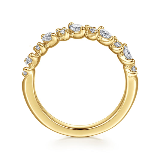 14K Yellow Gold Prong Set Marquise and Round Diamond Anniversary Band — Gabriel & Co. AN16919Y44JJ